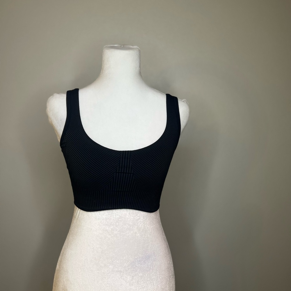 Fabletics Black Ribbed Seamless Strappy Bra